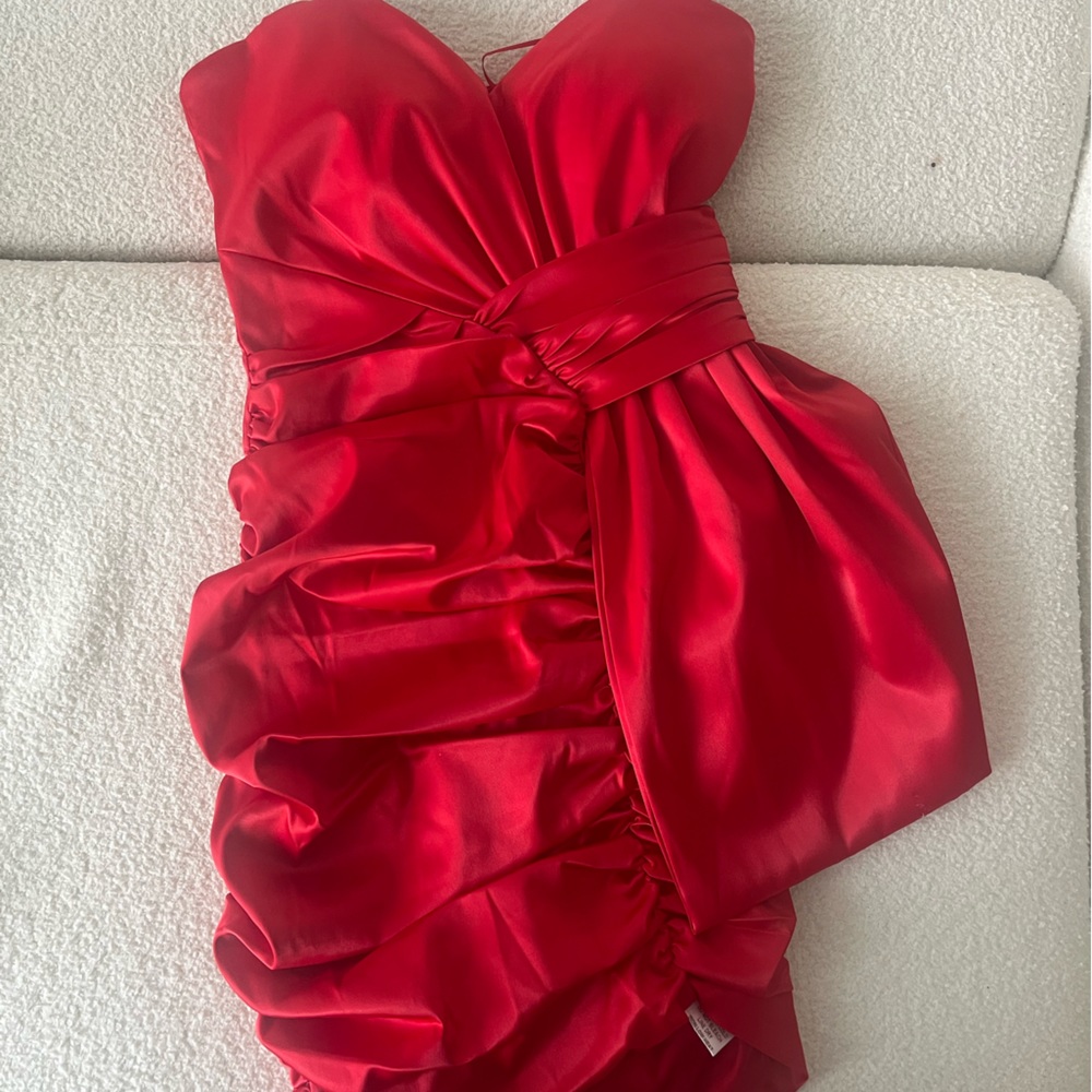 Red mini dress with bow